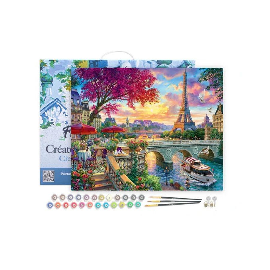 Peinture par Numéro 40x50 tendue sur châssis – Diner en bords de Seine