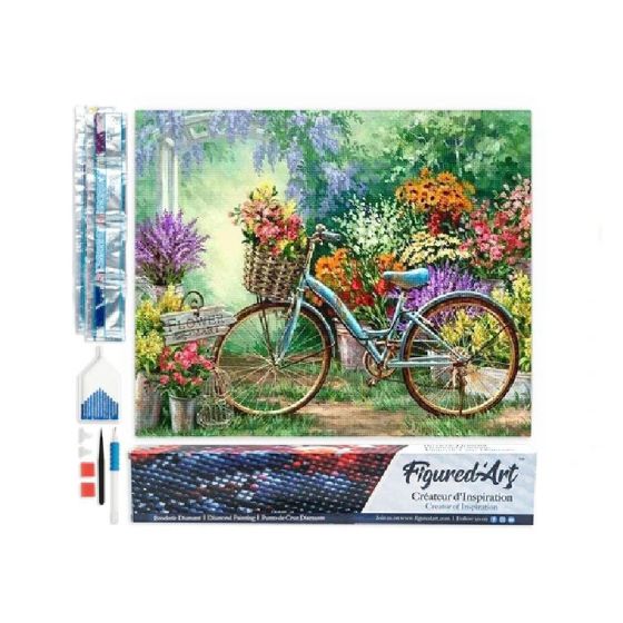 Broderie Diamant 40x50 cm - Vélos et Fleurs