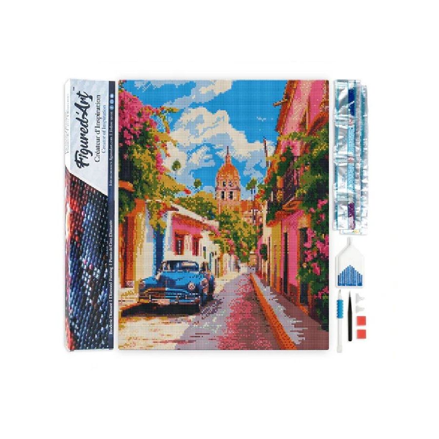 Broderie Diamant 40x50 cm - Voiture classique à Mexico