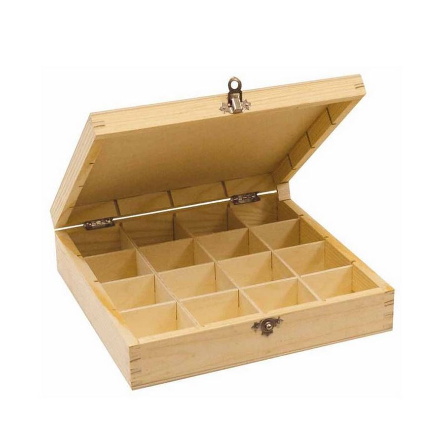 Boite rangement à décorer 16 compartiments 25x25x7 cm
