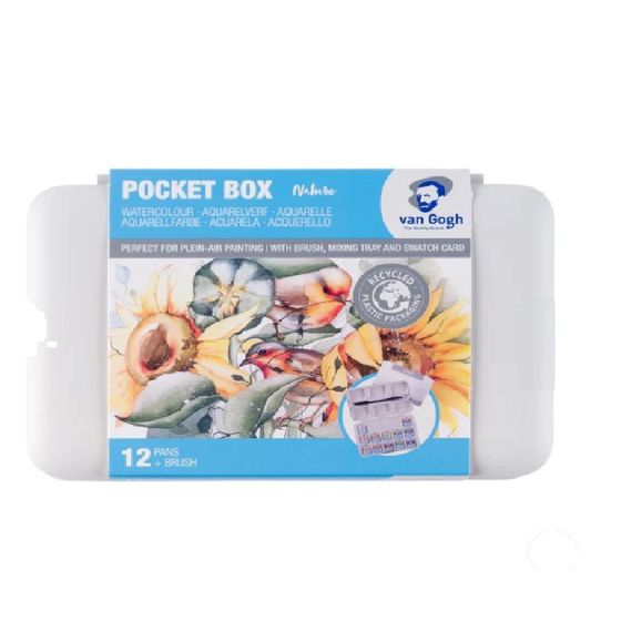 Van Gogh Set de peinture aquarelle 12 couleurs nature en godets, pocket box en plastique