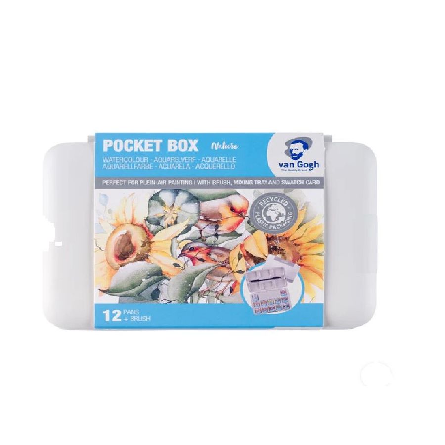 Van Gogh Set de peinture aquarelle 12 couleurs nature en godets, pocket box en plastique