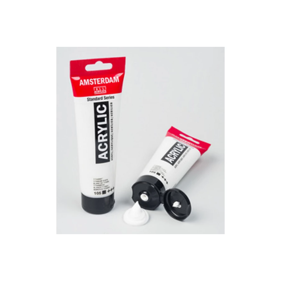 Set 2 tubes 120 ml Peinture acrylique Amsterdam :  blanc de titane
