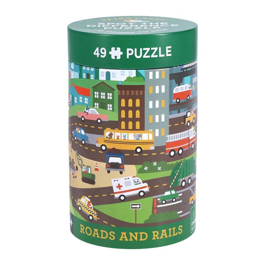 Puzzle « Cherche et trouve les différences » : Routes et rails – Petit Collage