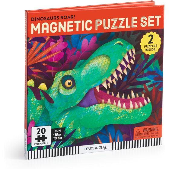 Mudpuppy « Dinosaurs Roar ! » – Puzzles magnétiques à trois volets de 20 pièces