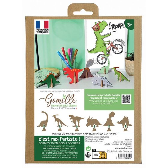 Support Bois 3D Dinosaure ALADINE | À Décorer & | Art & Loisirs