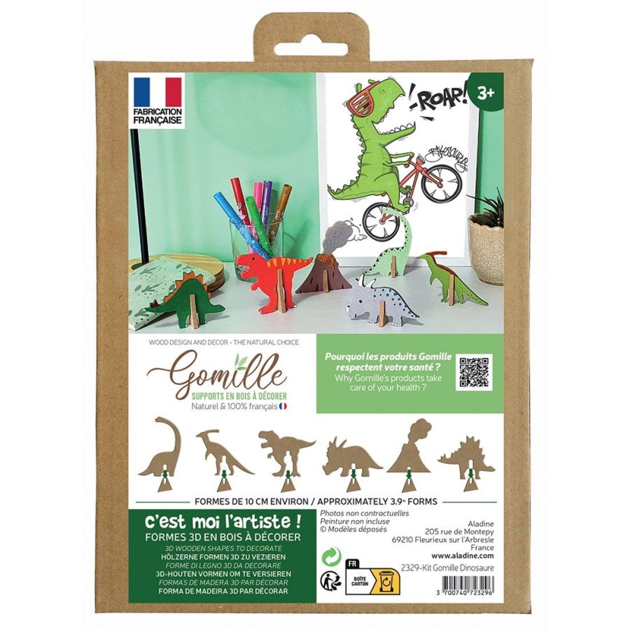 Support Bois 3D Dinosaure ALADINE | À Décorer & | Art & Loisirs
