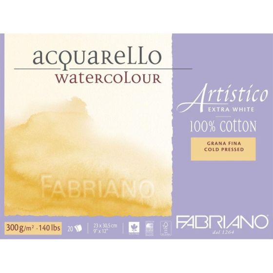 Bloc extra blanc 100% coton 35,5x51 300g 15f grain fin Fabriano Artistico