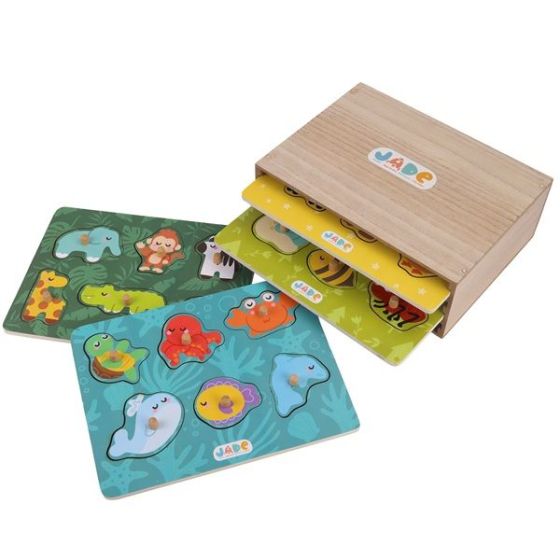 Coffret 4 Puzzles Bois à Picots MGM - Rangement | Art & Loisirs
