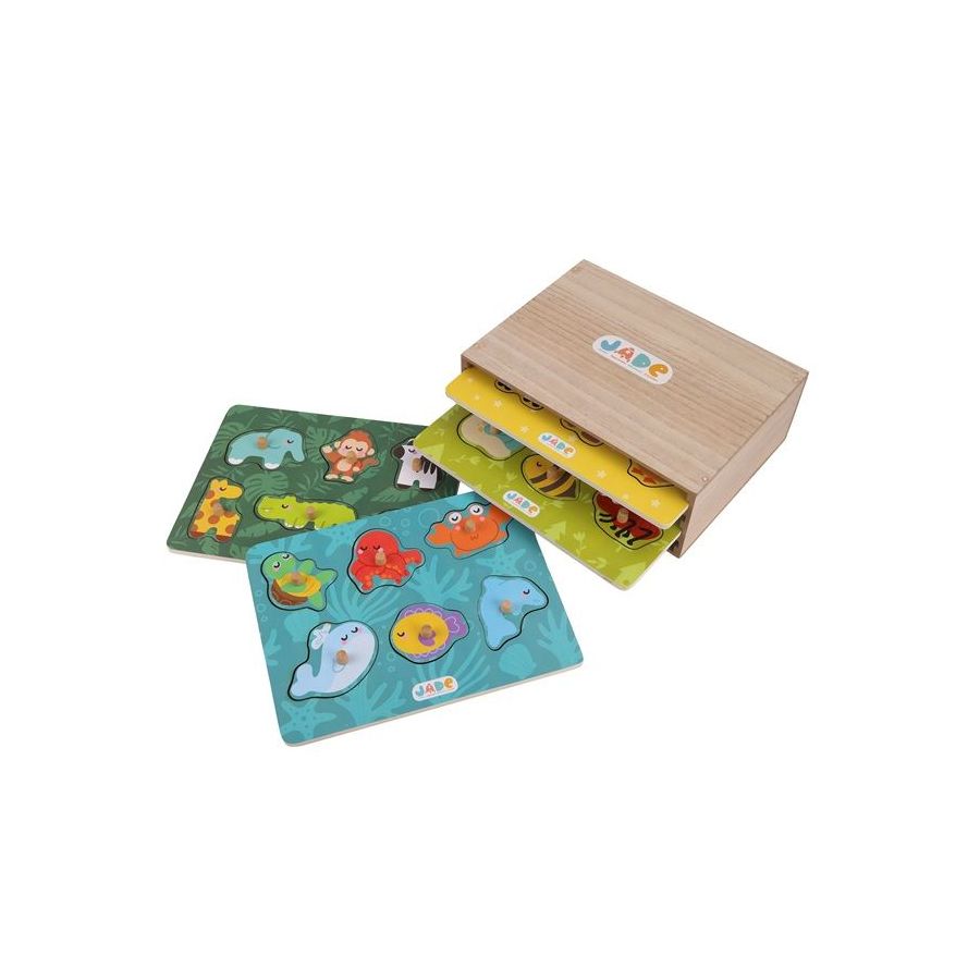 Coffret 4 Puzzles Bois à Picots MGM - Rangement | Art & Loisirs