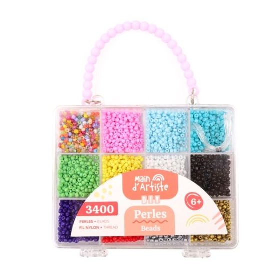 Valisette de 3400 perles avec fil - 12 cases -  MGM