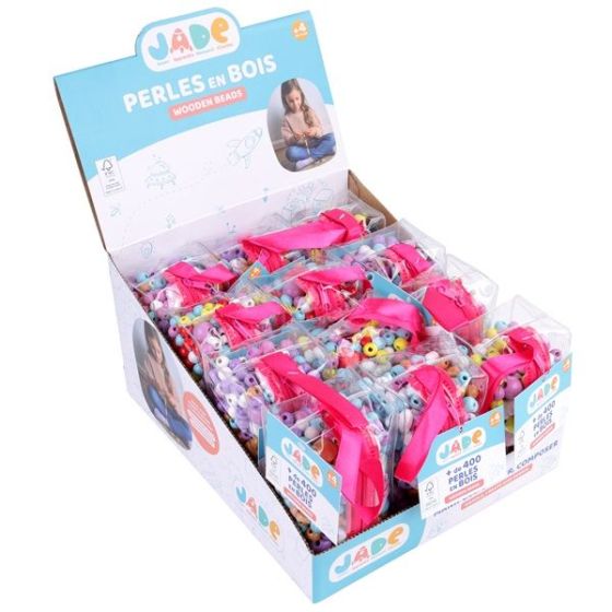 Trousse perles bois multiformes multicouleurs 180 g 415 perles -  MGM