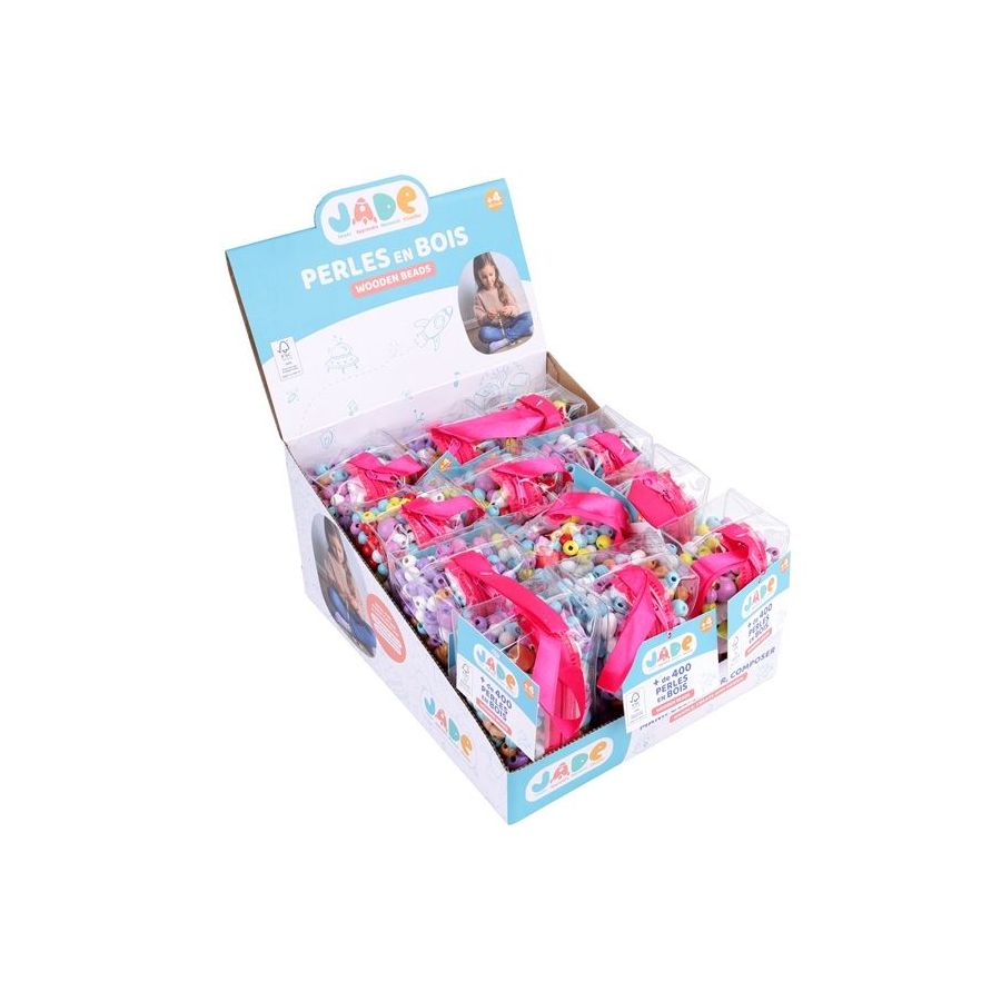 Trousse perles bois multiformes multicouleurs 180 g 415 perles -  MGM