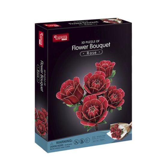 Maquette bois 3d - Bouquet de Roses - 312 pieces - MGM