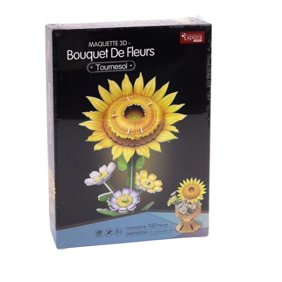 Maquette bois 3d - Bouquet fleurs tournesol - 102 pieces - MGM