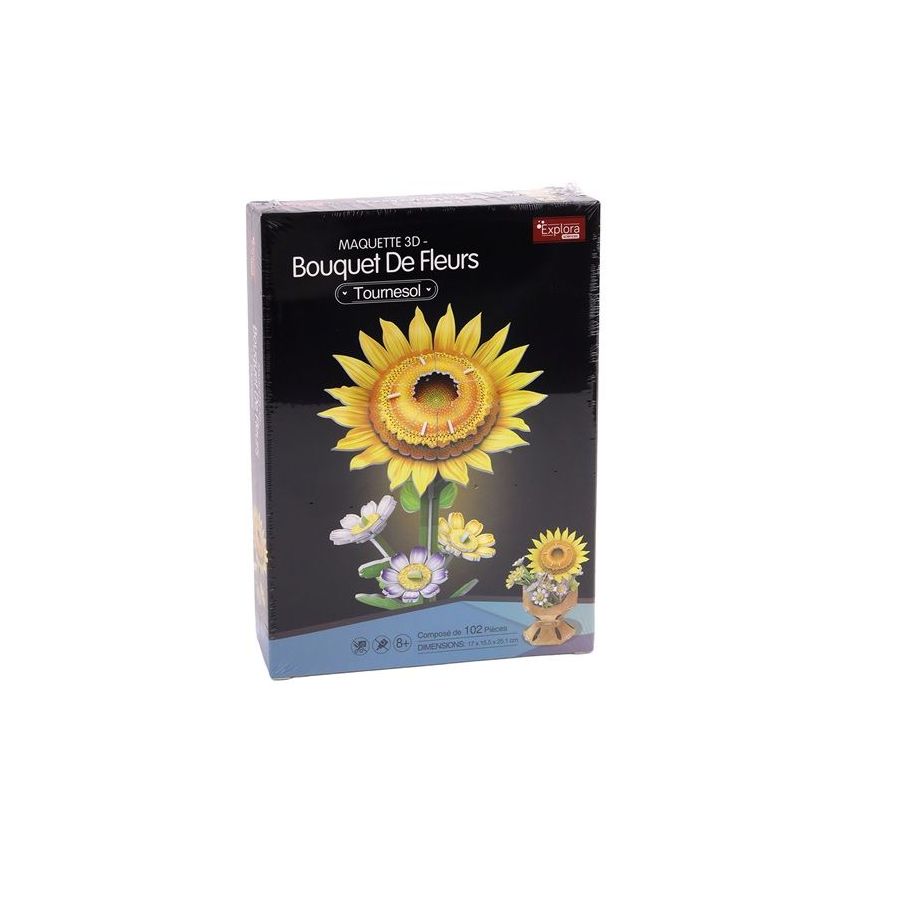 Maquette bois 3d - Bouquet fleurs tournesol - 102 pieces - MGM