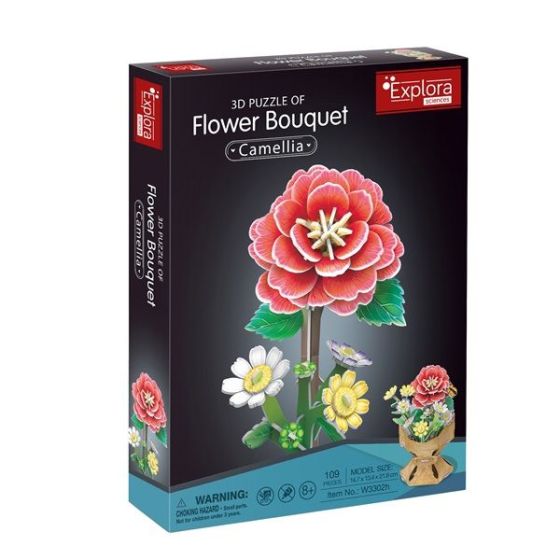 Maquette bois 3d - Bouquet fleurs Camelia - 109 pieces - MGM
