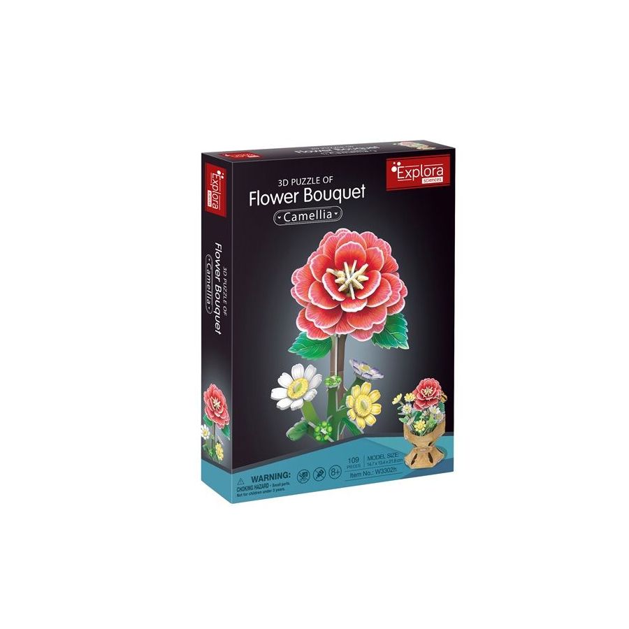 Maquette bois 3d - Bouquet fleurs Camelia - 109 pieces - MGM