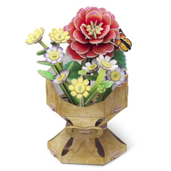 Maquette Bois 3D MGM : Bouquet Fleurs Camélia | Art & Loisirs