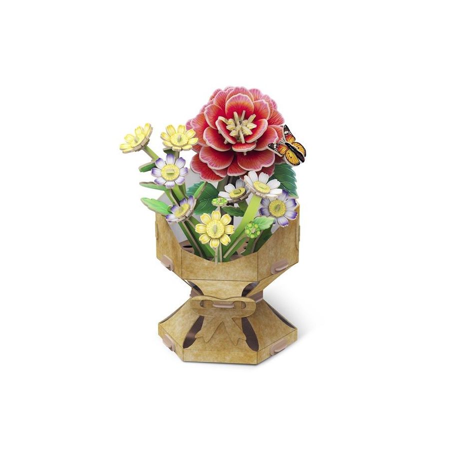 Maquette Bois 3D MGM : Bouquet Fleurs Camélia | Art & Loisirs