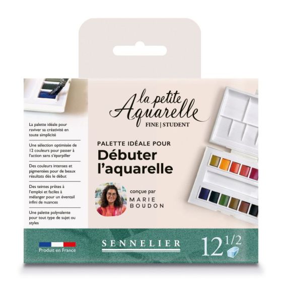 Palette aquarelle fine débutant « la petite aquarelle » par Marie Boudon 12 ½ godets Sennelier