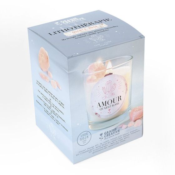 Kit bougie lithothérapie - Quartz Rose
