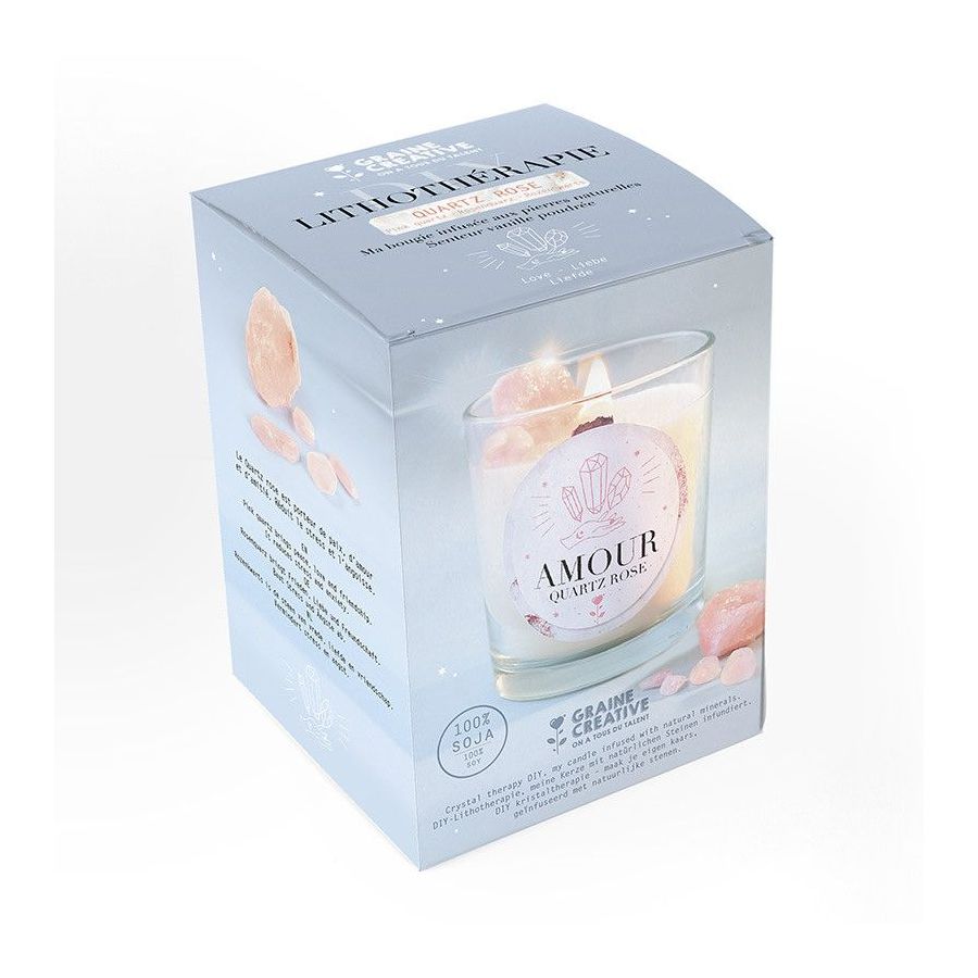 Kit bougie lithothérapie - Quartz Rose