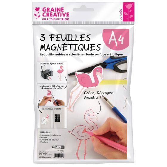 Pochette 3 feuilles magnétiques A4 -  crééz, imprimer, aimantez