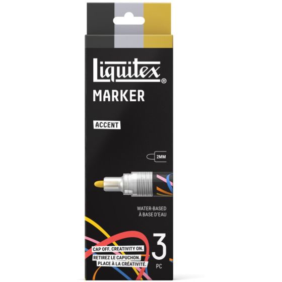 Set de  marqueurs - Peinture acrylique - 3 couleurs métalliques - Liquitex