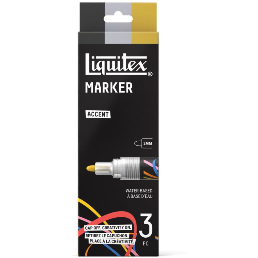 Set de  marqueurs - Peinture acrylique - 3 couleurs métalliques - Liquitex