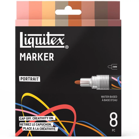 Set de  marqueurs - Peinture acrylique - 8 couleurs Portrait - Liquitex