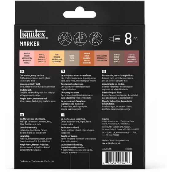 Liquitex : Set 8 Marqueurs Acryliques Couleurs | Art & Loisirs
