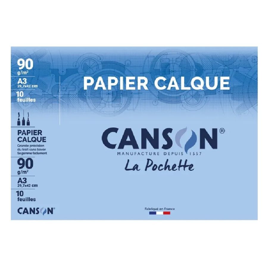 Pochette 10 Feuilles papier calque  90G A3