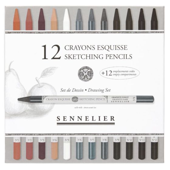 Set 12 crayons esquisse + 12 emplacements vides - Sennelier