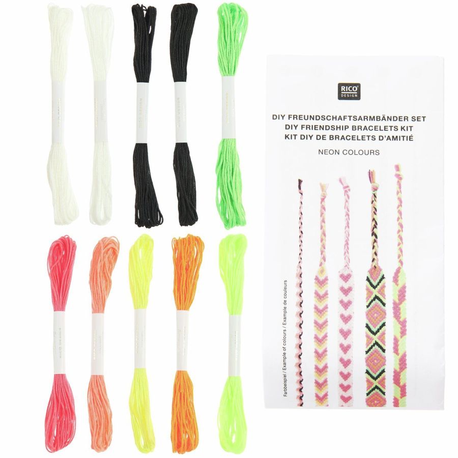 Kit bracelets d'amitié 10 couleurs néon - Rico | Art & Loisirs