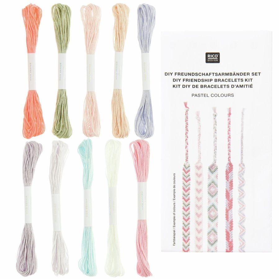 Kit DIY bracelets d'amitié 10 couleurs pastel | Art & Loisirs