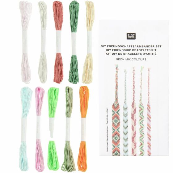 Kit DIY Bracelets d'amitié 10 couleurs néon | Art & Loisirs