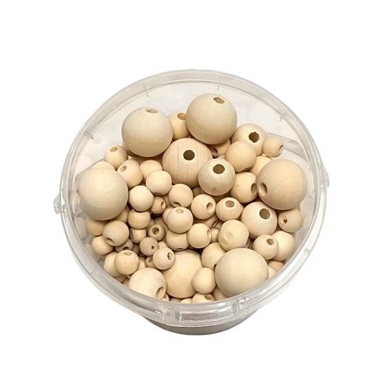 Perles rondes en bois brut 0.8-2.3 cm x385 - CTOP | Art & Loisirs