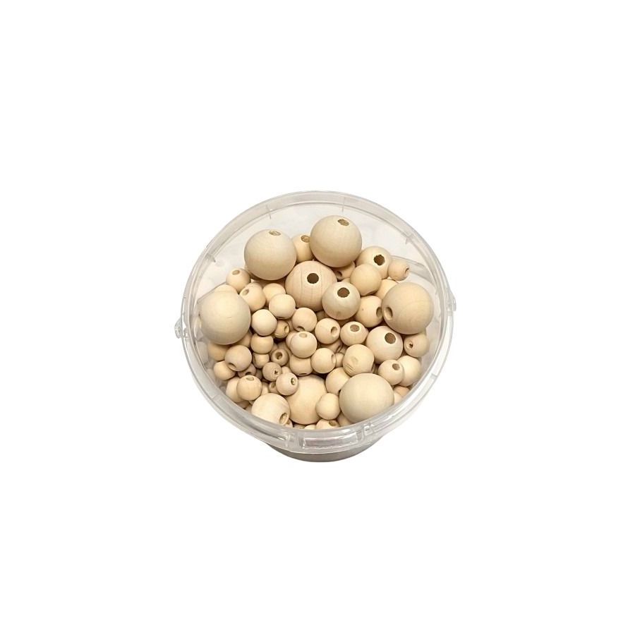 Perles rondes en bois brut 0.8-2.3 cm x385 - CTOP | Art & Loisirs