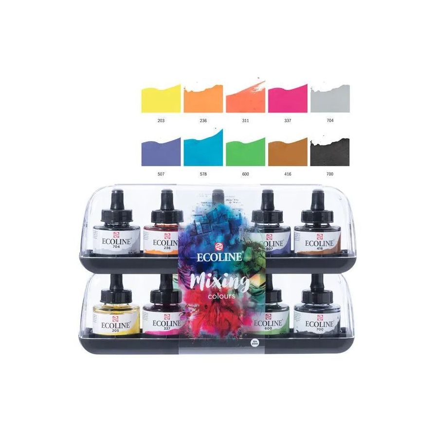 Set Encre Aquarelle Ecoline 10x30ml Mix Colours | Art & Loisirs