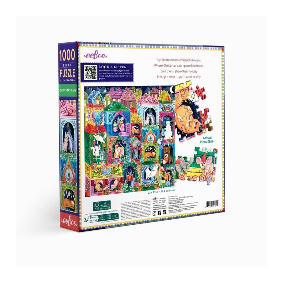 Puzzle Eeboo Christmas Cats 1000 pièces - Lydia | Art & Loisirs