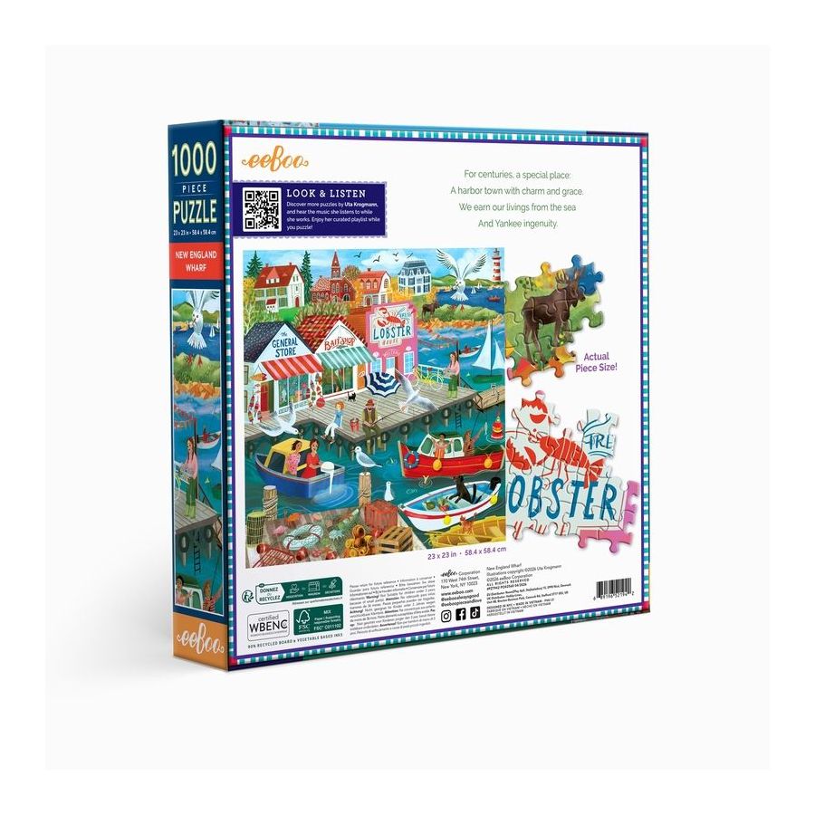 Puzzle New England Wharf 1000 pièces 58.5 cm | Art & Loisirs