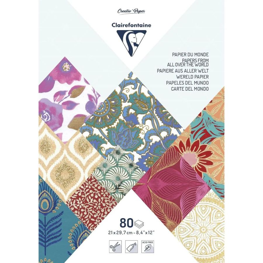Bloc papiers artisanaux du monde A4 80f | Art & Loisirs