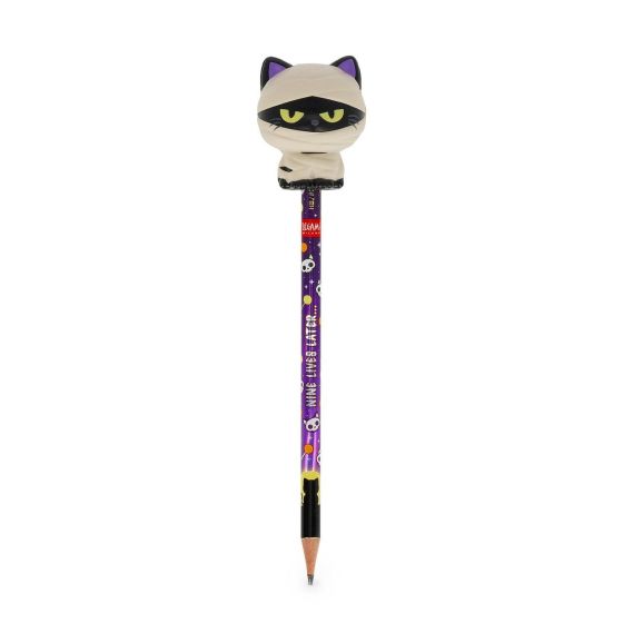 Crayon à papier avec figurine anti-stress - Chat momie Hallowen - Legami