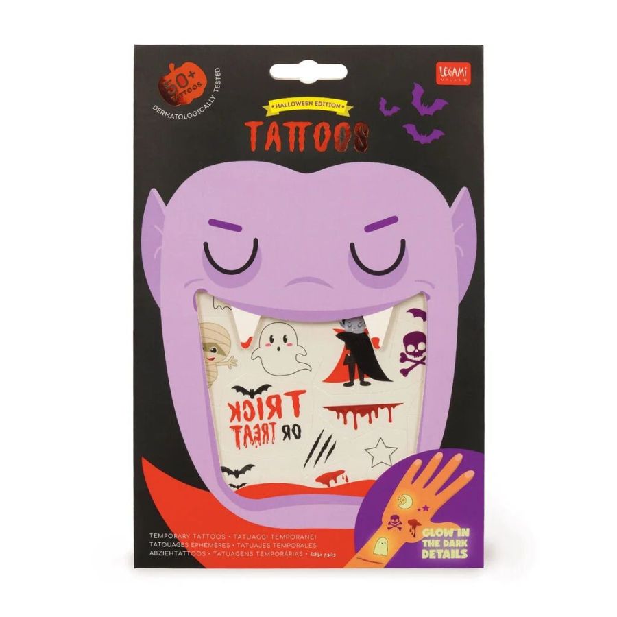 Tatouages Éphémères Halloween Lumineux - Legami | Art & Loisirs