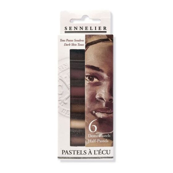 Boîte de 6 demi-pastels à l'écu - Portrait teintes sombres - Sennelier