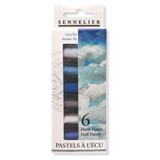 Boîte de 6 demi-pastels à l'écu - Ciel d'été - Sennelier