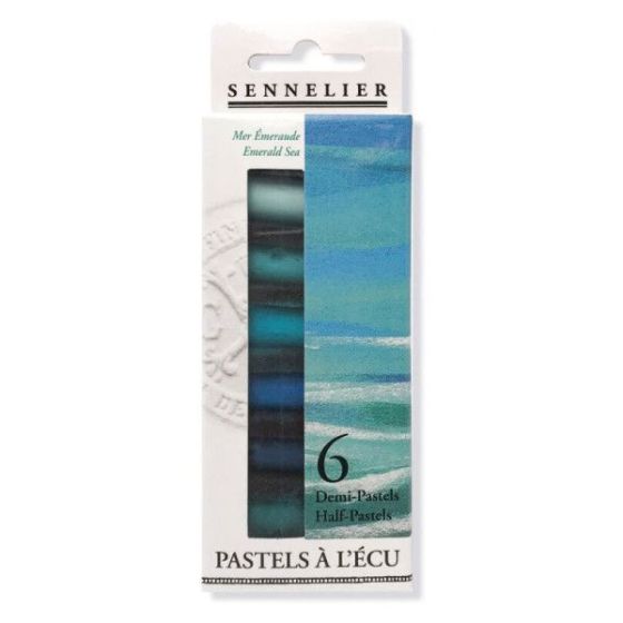 Boîte de 6 demi-pastels à l'écu - Mer émeraude - Sennelier
