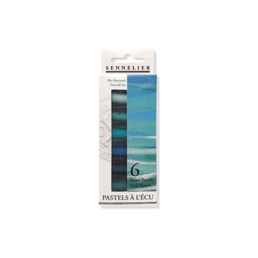 Boîte de 6 demi-pastels à l'écu - Mer émeraude - Sennelier