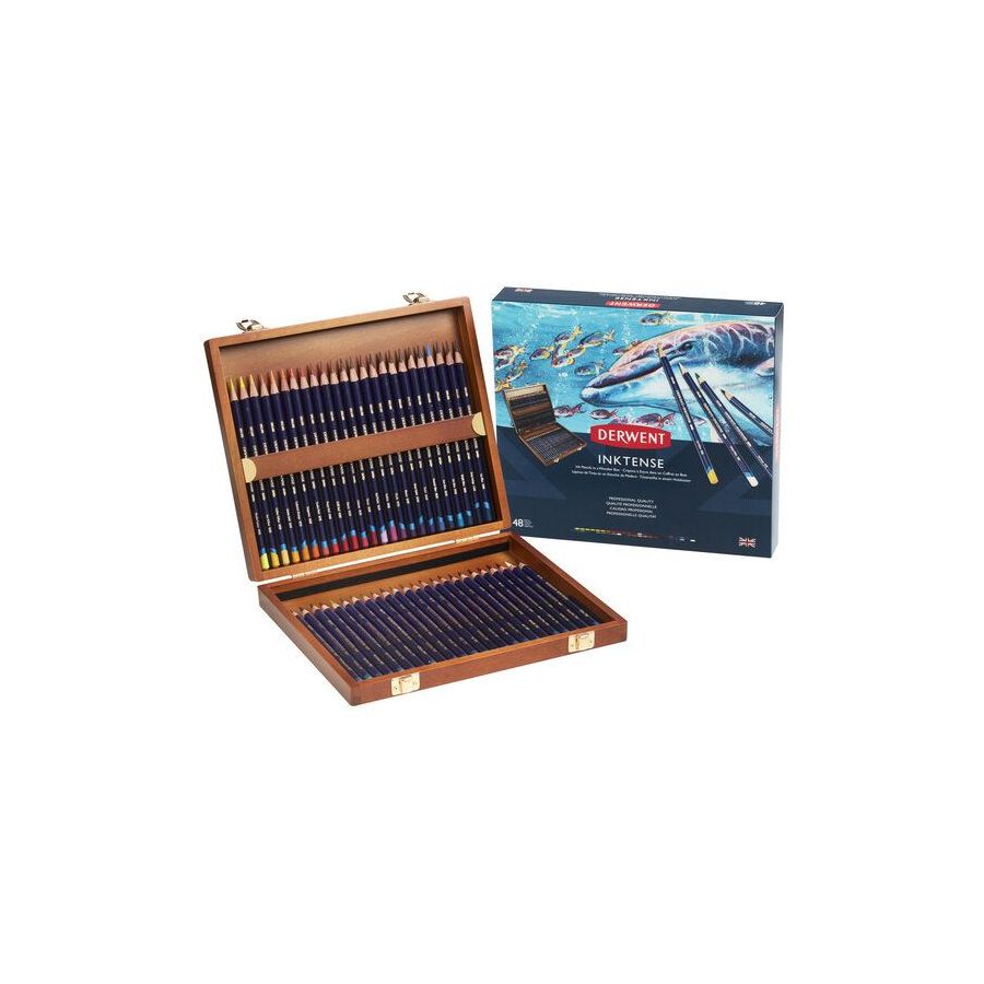 Derwent - Inktense - Coffret Bois 48 Crayons De Couleur aquarellables